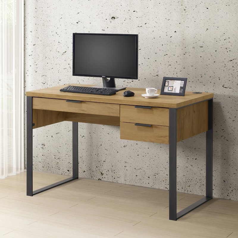 4ft Desk USB Gold Oak Color (Yabode) Home Furnishing - โต๊ะอาหาร - ไม้ สีเหลือง