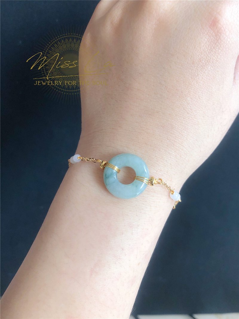Le Zang. Light Jewelry Lucky Button Jade Jade Design Healing Energy Crystal Bracelet Keeps Safe - Bracelets - Jade Transparent