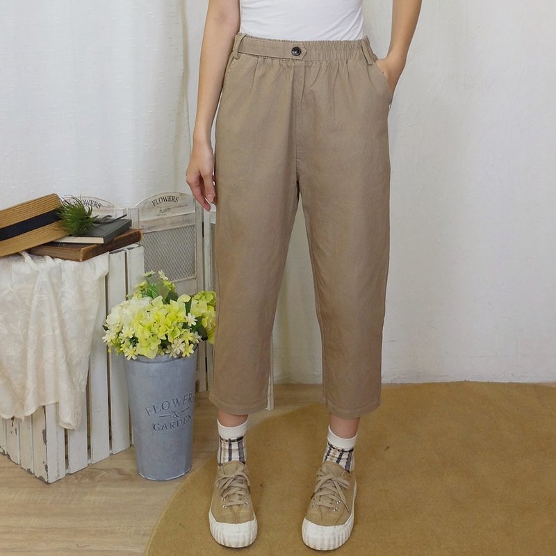 Hana Mokuba simple and versatile cropped pants with elastic waist - Women's Pants - Other Materials 