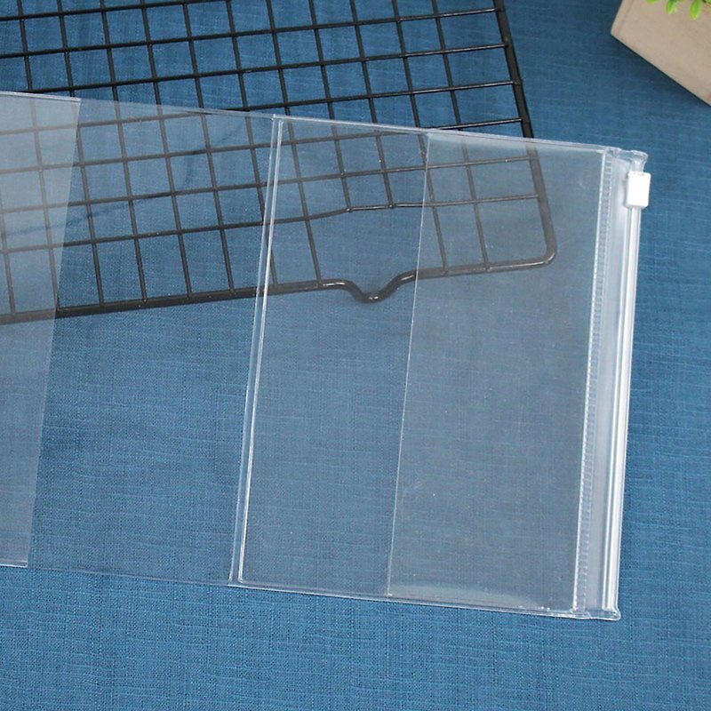 Chuyu A6/50K transparent zipper protective book cover/notebook (suitable for 14.5cm high-hand account) - ปกหนังสือ - วัสดุอื่นๆ สีใส