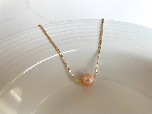Athena珍珠設計 橘子汽水 天然淡水珍珠 橘色巴洛克 手鏈