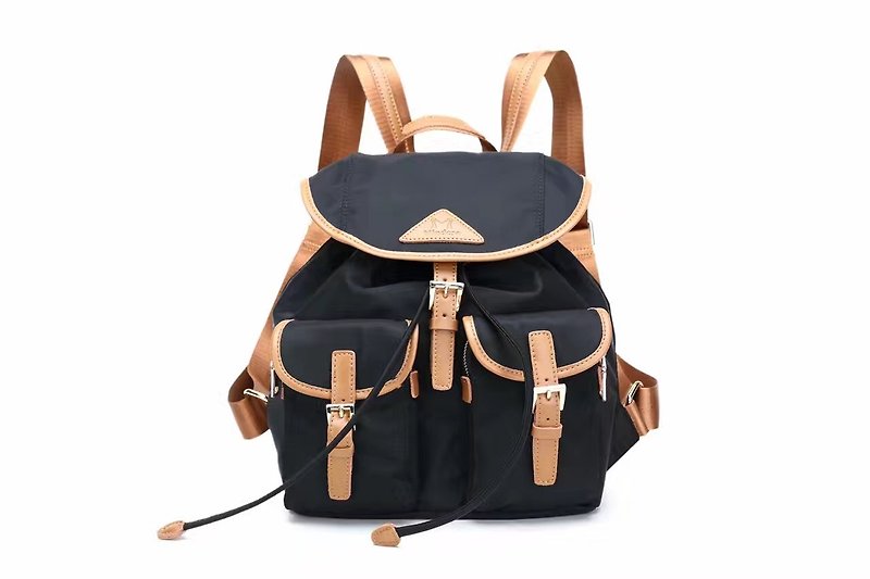 Black water repellent clamshell beam backpack / shoulder bag - # 1004 - Backpacks - Waterproof Material Black