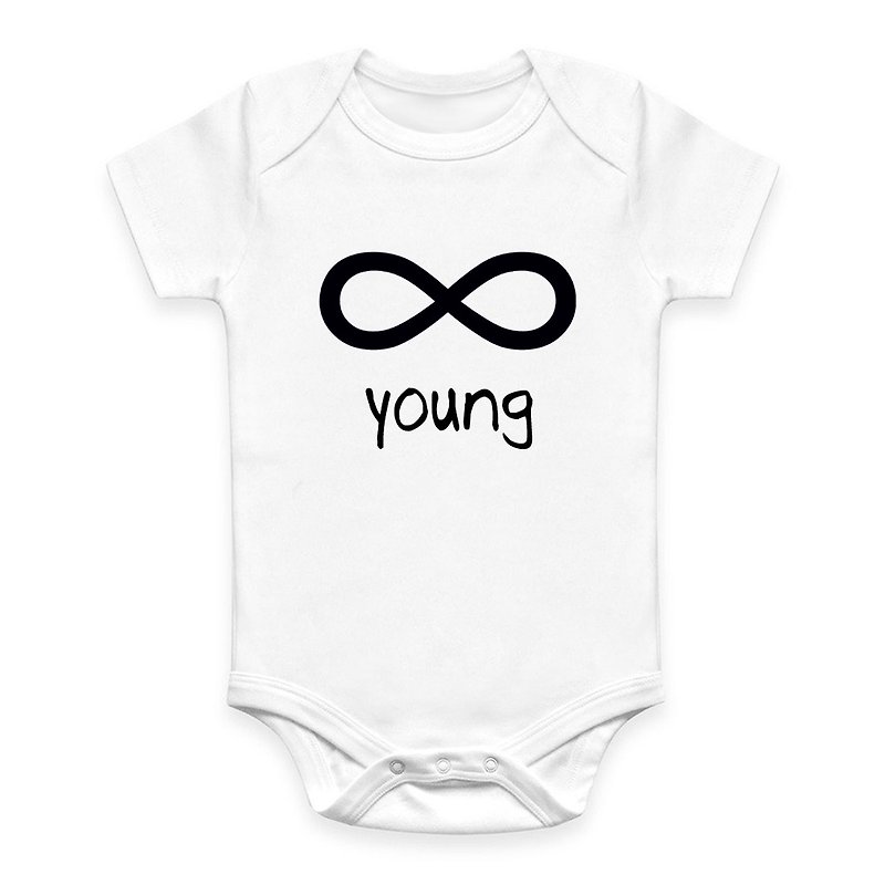 Forever Young infinity #4 包屁衣 白色 童裝嬰幼兒禮物親子裝 - 嬰兒連身衣/包被/包巾 - 棉．麻 白色