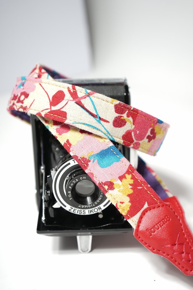 棉麻春原2.5舒壓相機背帶 - 菲林/即影即有相機 - 棉．麻 紅色