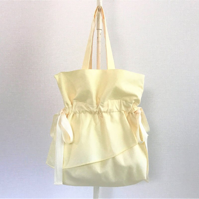 Raffle Airy Flare Handle Purse Petit Bag Citron Yellow - Handbags & Totes - Cotton & Hemp Yellow