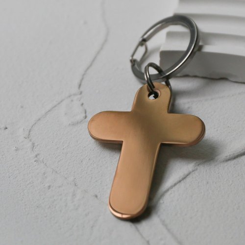 Titanium Plated Cross Keychain-Round Style-Coffee Gold - Shop HIS CROSS  STORE Keychains - Pinkoi