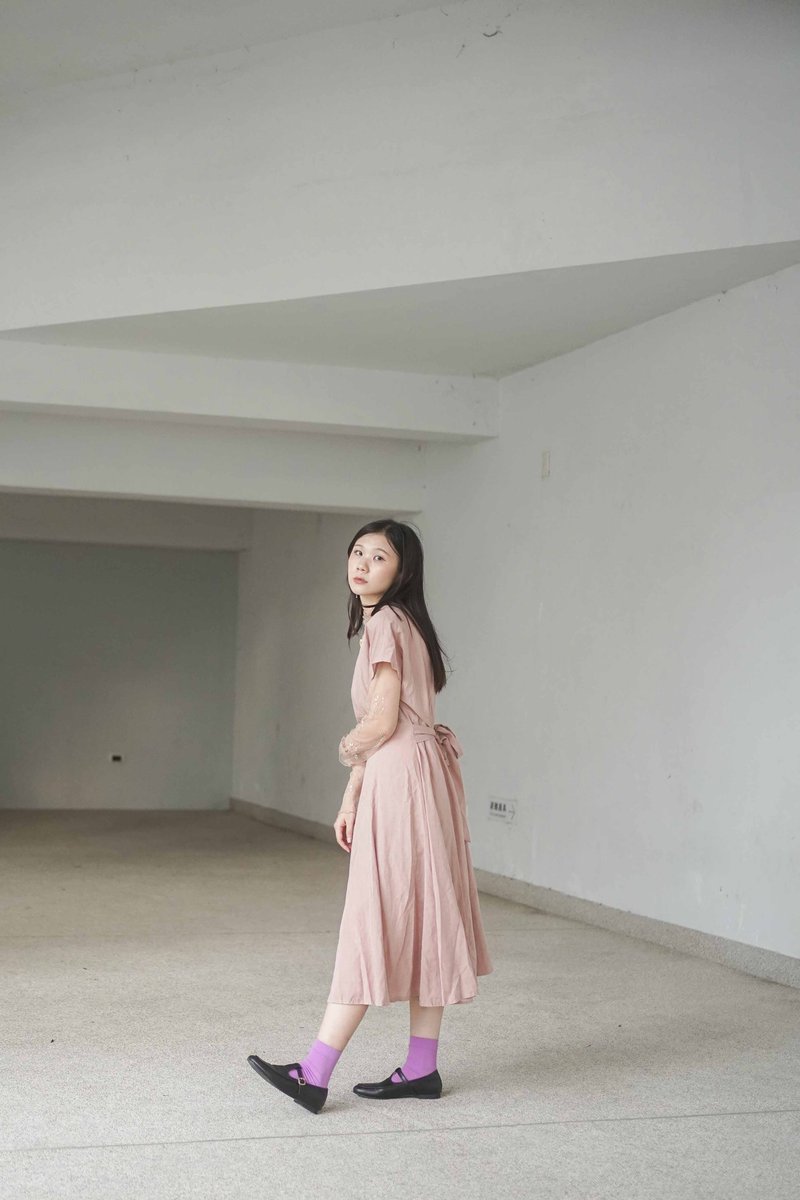 Innocence Department Store vintage vintage dress light pink low-key gorgeous dress - ชุดเดรส - วัสดุอื่นๆ สึชมพู