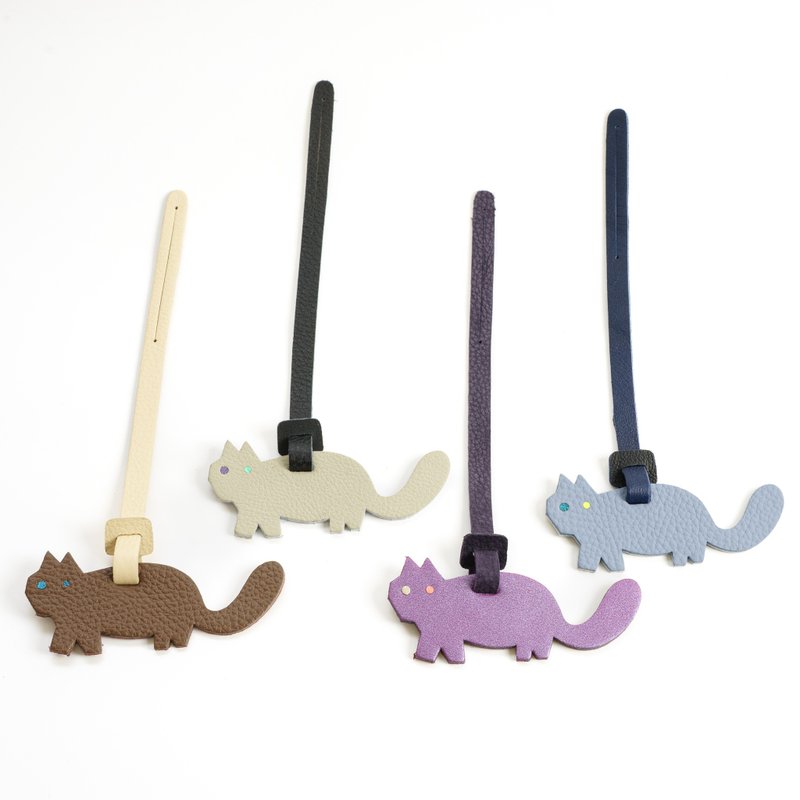 Alphabet Keychain for Bags Cat Bag Tag - 行李吊牌 - 真皮 多色