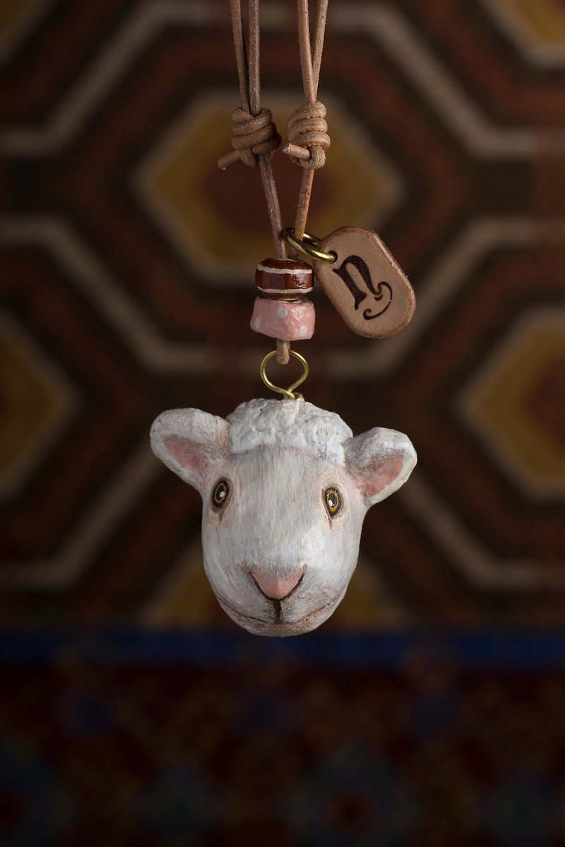 羊羊墜子頸鏈 / 動物項錬 - 頸圈項鍊 - 紙 白色