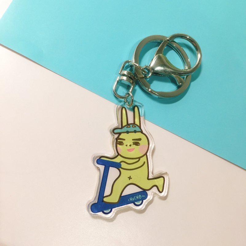 Acrylic Keyring | Nostril Rabbit with Car - Sliding Forward Sense - ที่ห้อยกุญแจ - อะคริลิค สีน้ำเงิน