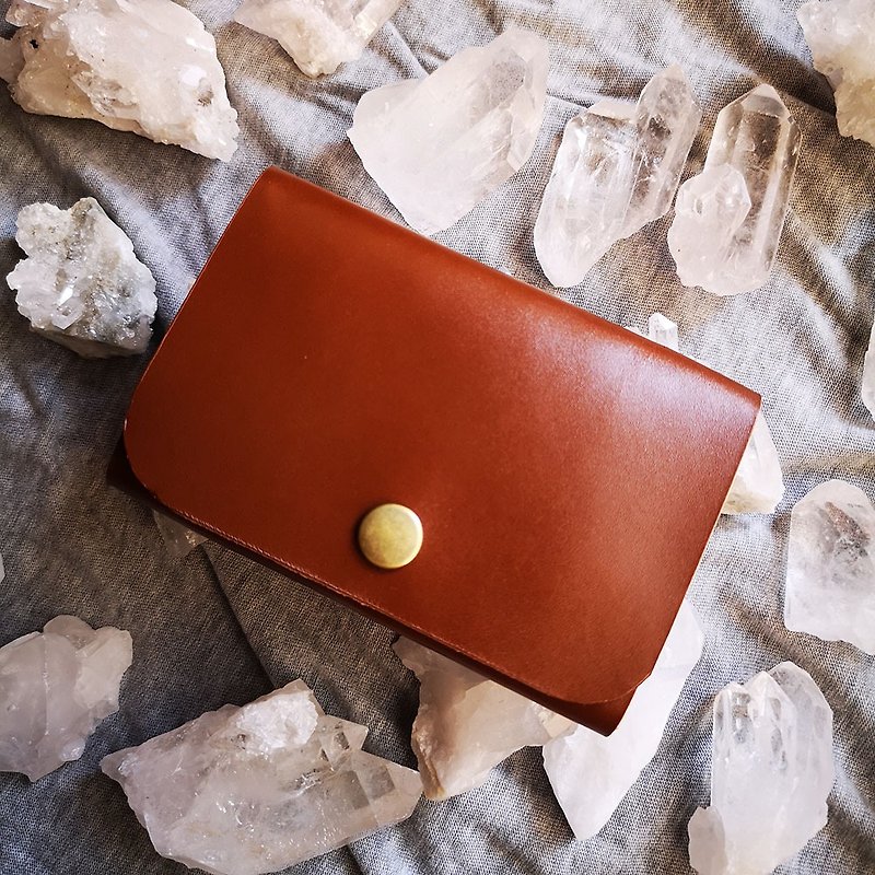 Minimalist Elegant Leather Business Card Holder & Card Holder - Italian Vegetable Tanned Leather Brown Leather - Card Holders & Cases - Genuine Leather Brown