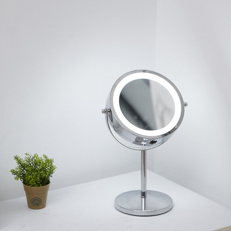 Europe and the United States all-round LED oversized makeup mirror 360 degree rotating table mirror fill light mirror dressing mirror dressing lamp - Makeup Brushes - Other Metals 