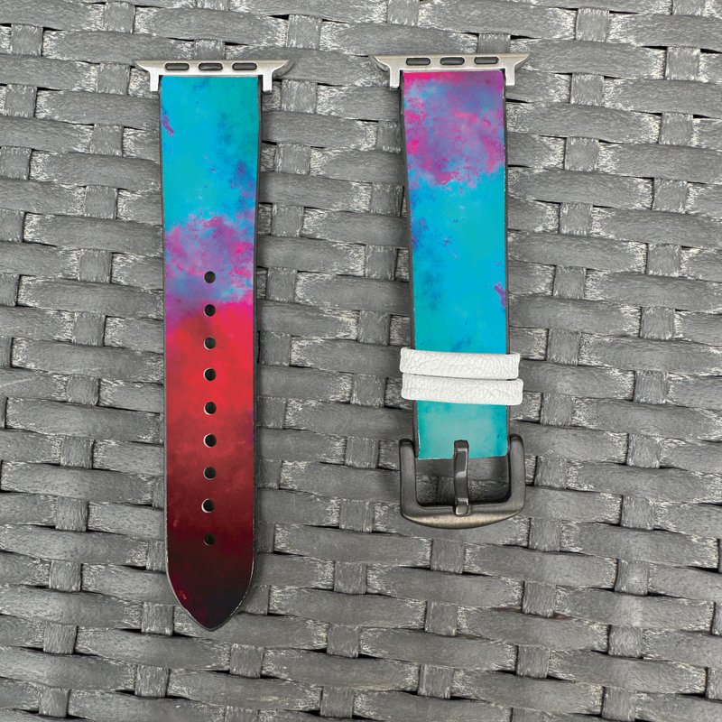 紅藍油彩圖紋 Apple Watch 潮流矽膠錶帶 -cr62 - 錶帶 - 矽膠 多色