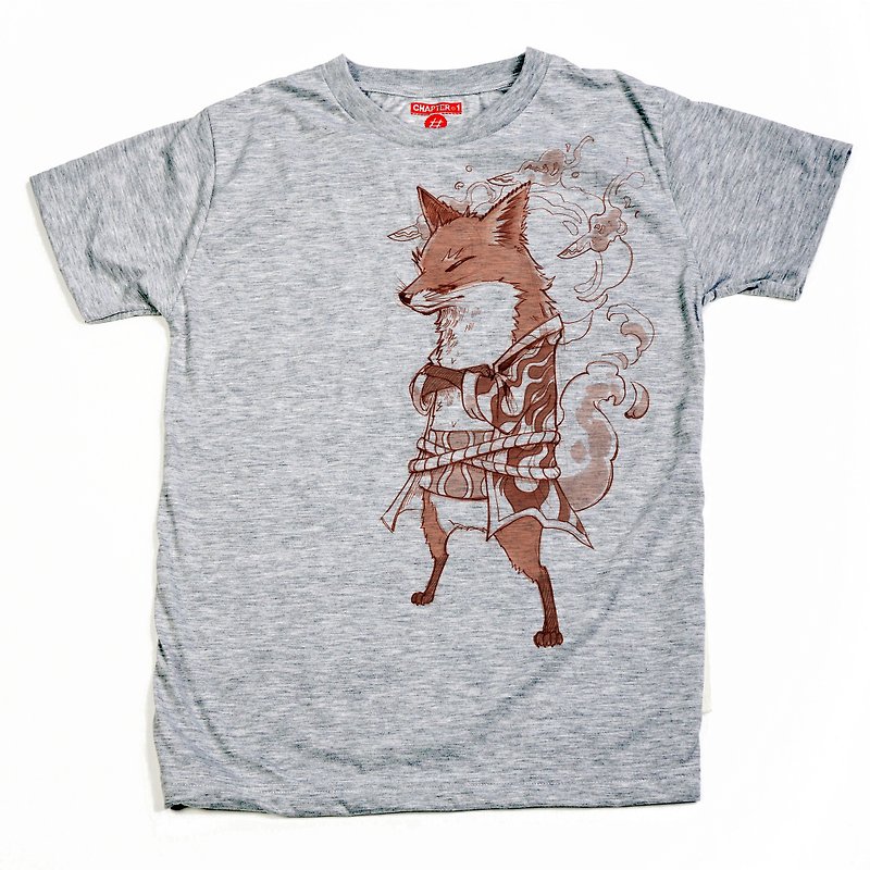Samurai fox soft confortatble Chapter One T-shirt - 男 T 恤 - 棉．麻 白色