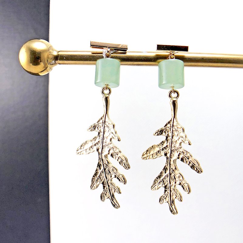Jade 14KGF Earrings 【New Year Gift】Valentines Day Gift【Japanese Style Earrings】 - Earrings & Clip-ons - Jade Green