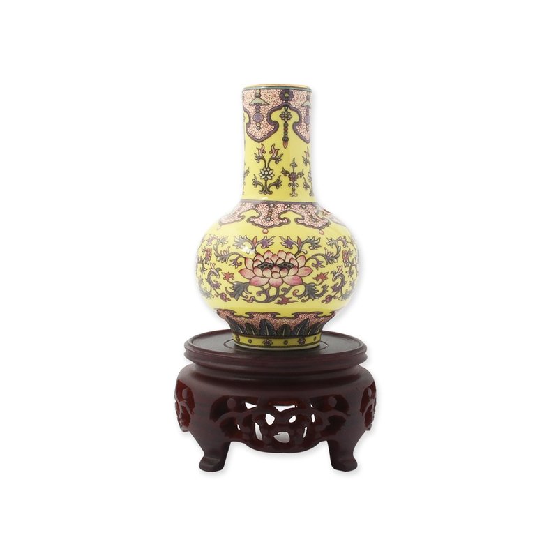 迷你洋彩黃地紙槌瓶 - 擺飾/家飾品 - 瓷 黃色