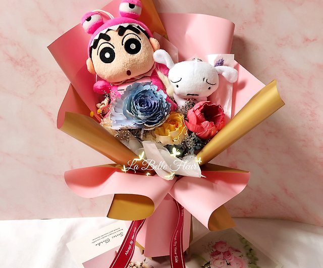 Crayon Shin-chan] Little white bouquet/Doll bouquet/Valentine's Day  bouquet/Birthday gift - Shop labelle323 Dried Flowers u0026 Bouquets - Pinkoi