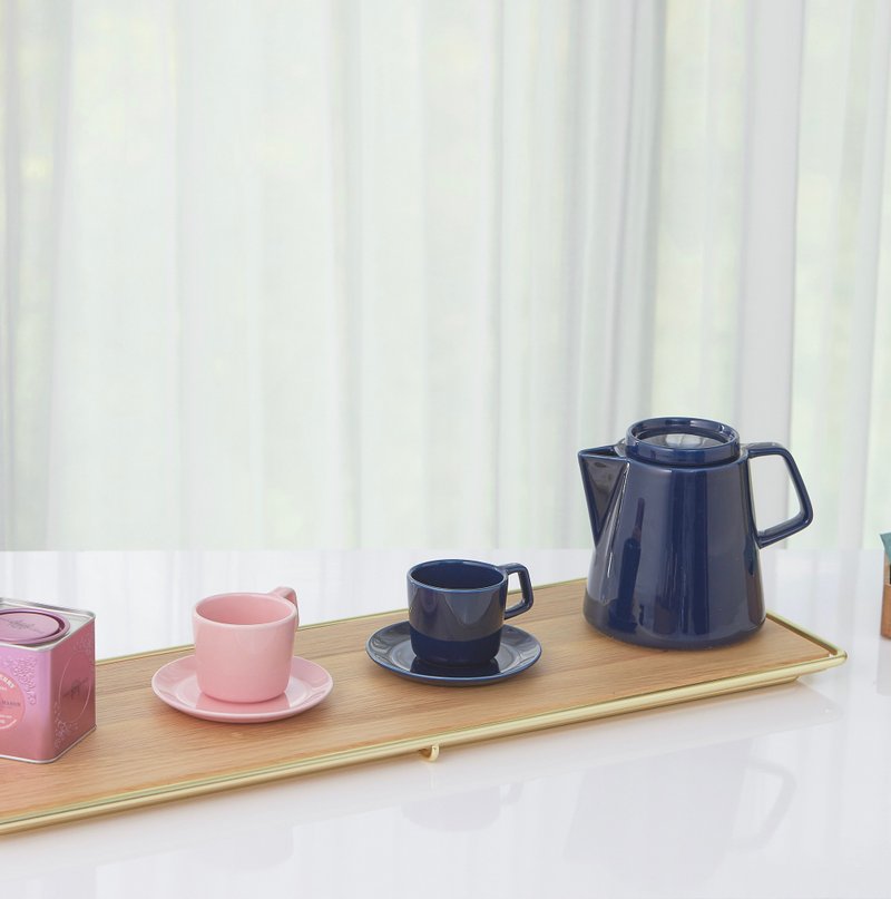 【情人節對杯組】camino FRANCIA 撞色茶壺+茶杯 對飲咖啡杯 - 茶壺/茶杯/茶具 - 瓷 多色