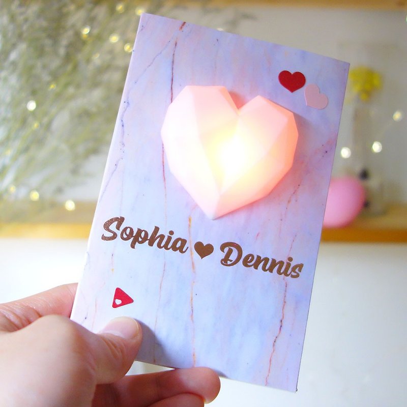 [カスタマイズされたバレンタインギフト]誇張された愛のランプ録音カード – 男の子と女の子のための手作りホットローズゴールドバレンタインデー - カード・はがき - 紙 ピンク