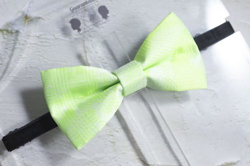 Novioshk 螢光千鳥格紋 織錦緞 綠色 紀念 婚禮 主持 新郎兄弟領結