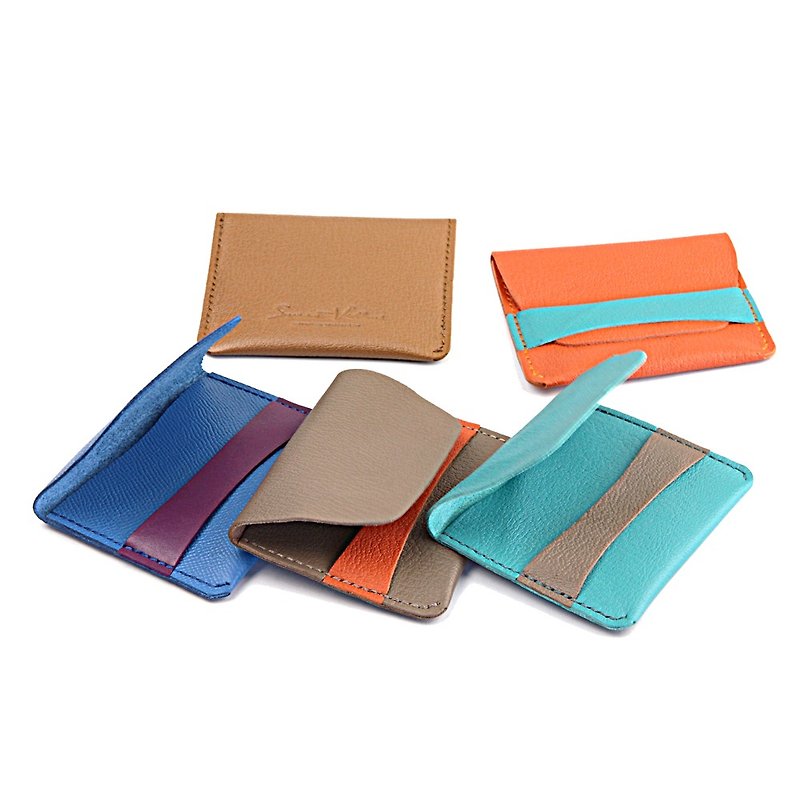 Leather Stripe Cardholder - Card Holders & Cases - Genuine Leather Multicolor