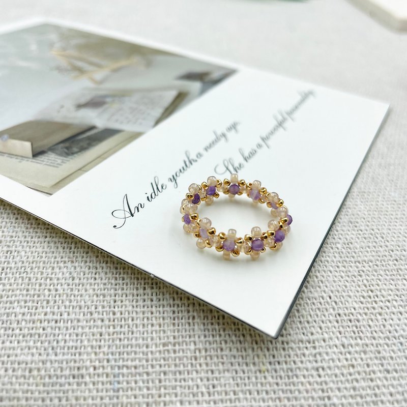 夢迴  天然石米珠戒指 - 戒指 - 半寶石 紫色