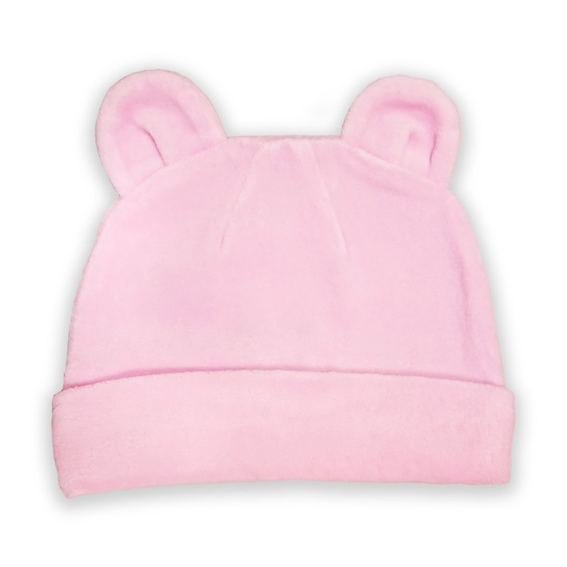【Deux Filles有機棉】棉絨造型帽-粉紅純色 - 嬰兒帽/髮帶 - 棉．麻 粉紅色