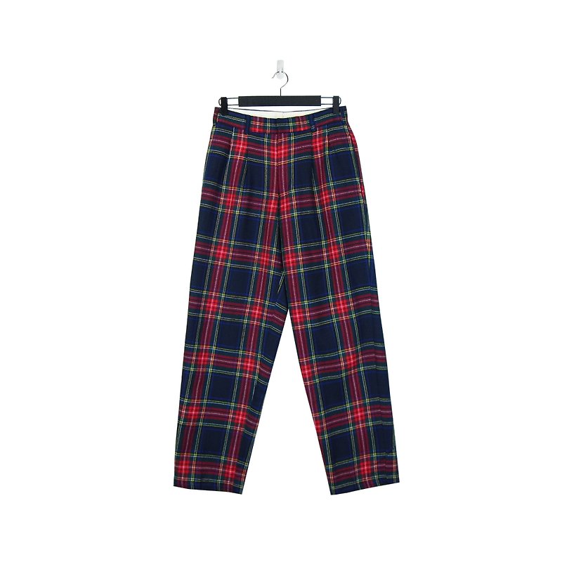 A‧PRANK :DOLLY :: 品牌EDWIN蘇格蘭紅綠格紋古著長褲(P802130) - 工裝褲/長褲/牛仔褲 - 棉．麻 紅色