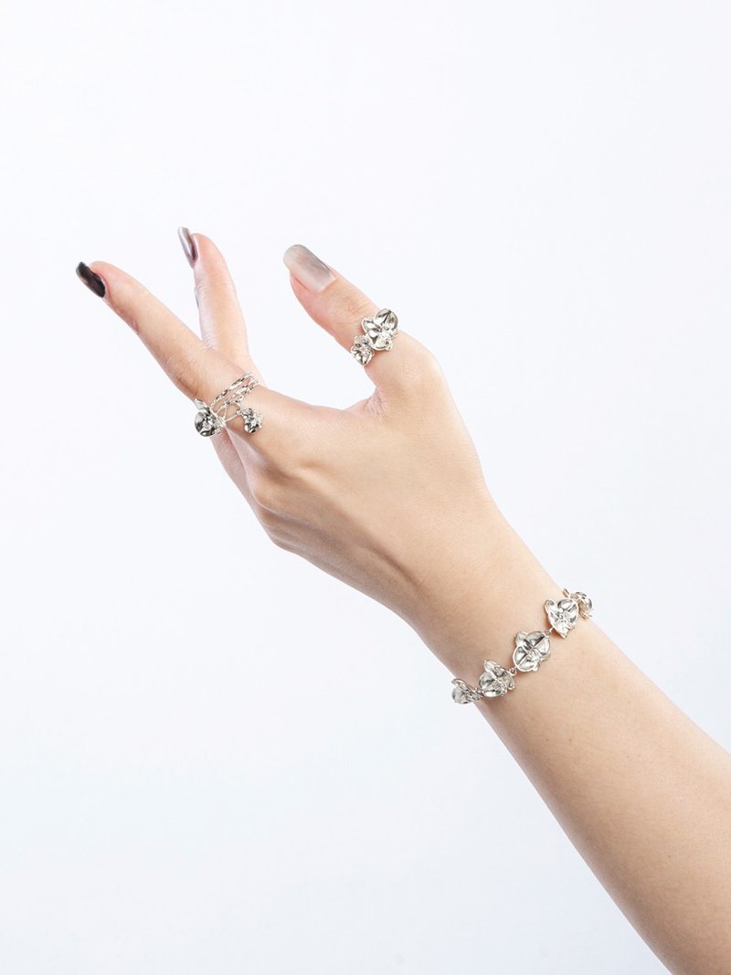 925 Sterling Silver | Orchid Tale Bracelet SLOb38 - Bracelets - Sterling Silver 