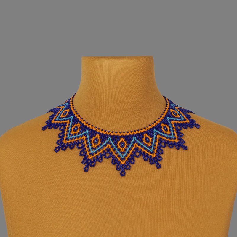 Blue and yellow necklace elegant bead jewelry - สร้อยคอ - แก้ว สีน้ำเงิน