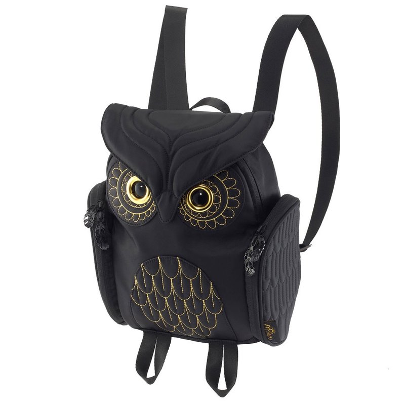 Morn Creations Owl Backpack-Black, Gold Thread (S) - Backpacks - Other Materials Black