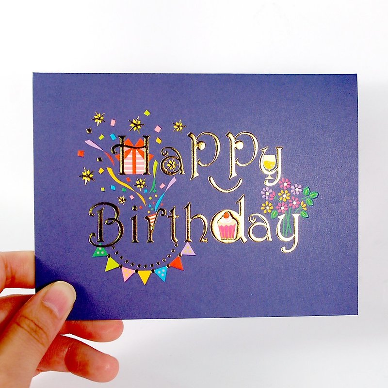 ギフトは、開いたときに友達から贈られます[ホールマーク-ポップアップカードの誕生日の願い] - カード・はがき - 紙 ブルー