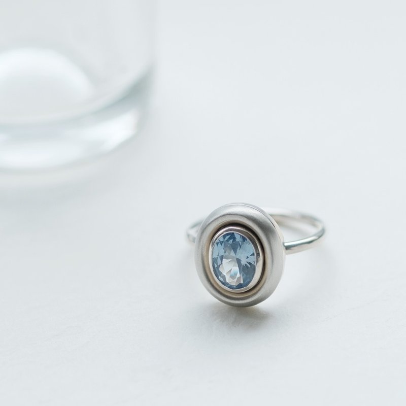 Oval aquamarine ring Silver 925 - General Rings - Gemstone Blue