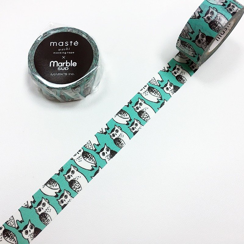 maste x marble SUD Masking Tape Animal Series【Owl (MST-ZB01-B)】 - Washi Tape - Paper Green