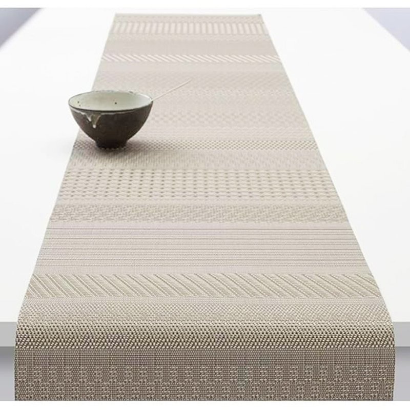 Chilewich-Mixed Weave系列長桌旗-36 x 183cm-亞麻色 - 桌布/桌巾/餐墊 - 塑膠 卡其色