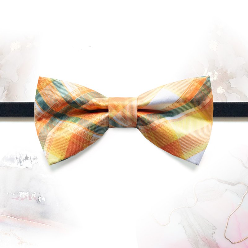 Style 0497 Orange plaids Bowtie- Groom Gift & Wedding Bowtie - Ties & Tie Clips - Other Materials Orange