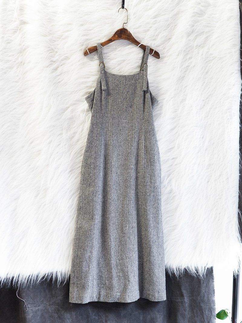 Nagasaki light gray mixed-weaving youth winter time antique woolen slings dress dress - ชุดเดรส - ขนแกะ สีเทา