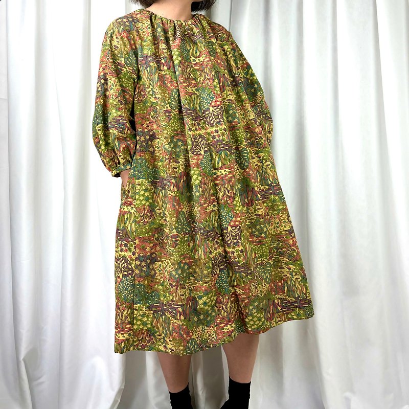 Japan || Kimono dress || gathered || silk - One Piece Dresses - Silk 