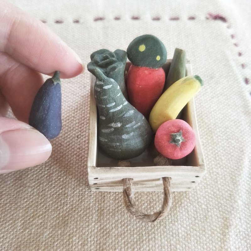 ミニ野菜屋台シリーズ-活力野菜とフルーツバスケット（小） - 置物 - 陶器 