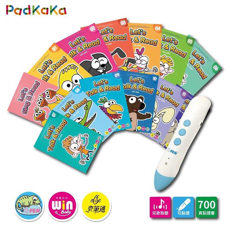 【Combination Offer】_PadKaKa Preschool English 13 Books Point Reading + Point Reading Pen 1 Free Character Chess - Kids' Picture Books - Paper 