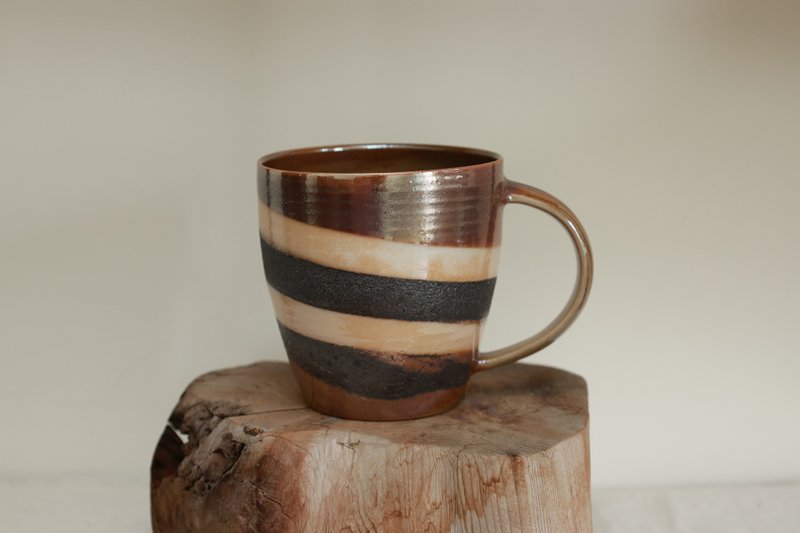 柴燒咖啡杯/馬克杯/300ml/三色巧克力系列/瀧間拾光 - 咖啡杯/馬克杯 - 陶 