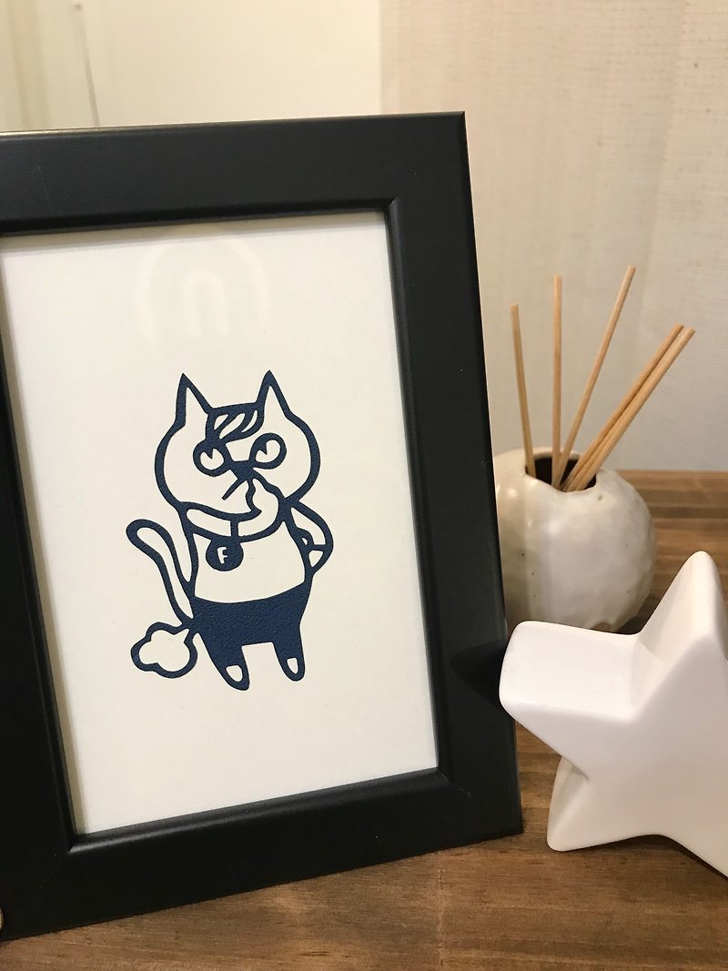 [Mrs. Good Paper] Puff. Booger cat cutting paper hanging painting/paper carving decoration/ home decoration/laser cutting - ของวางตกแต่ง - กระดาษ 