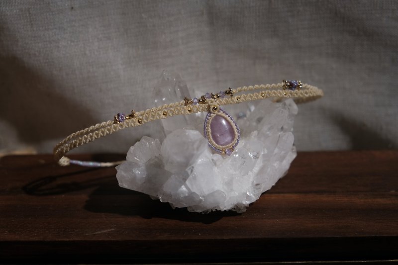 Lithium Braided Double Clavicle Chain Kunzite Micro Macrame Choker - Necklaces - Crystal 