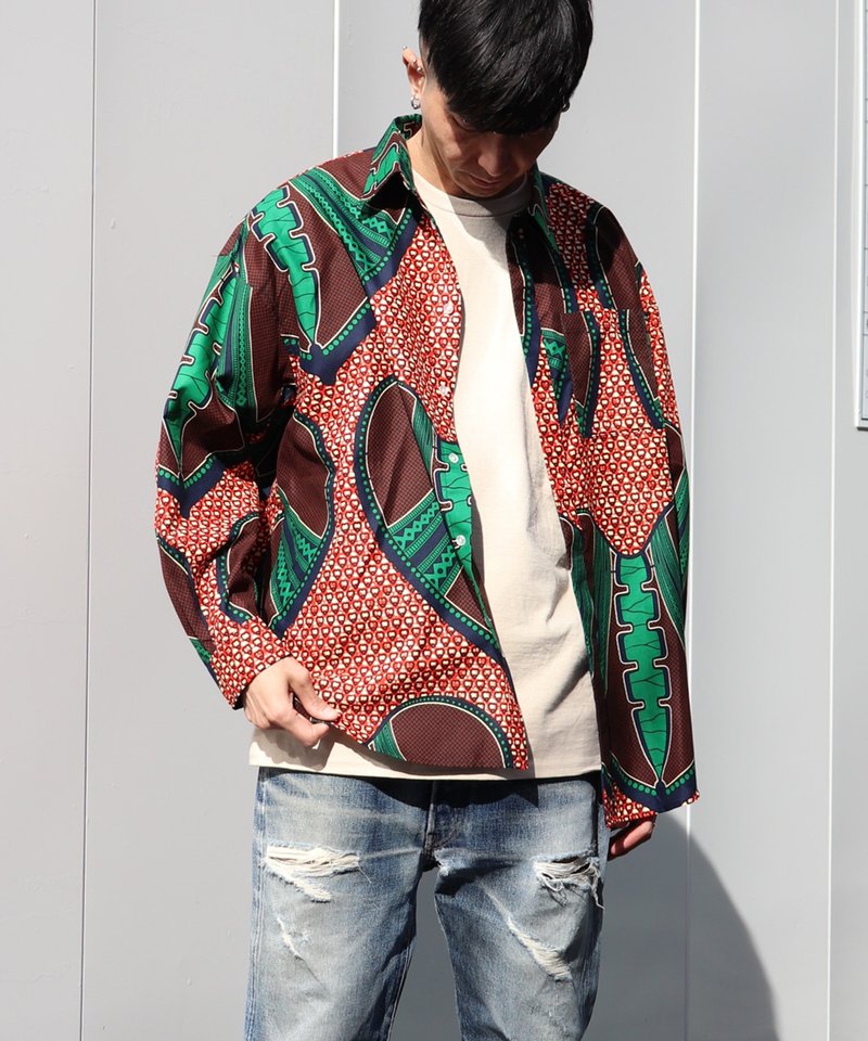 AFRICA OVER SHIRT(ALALA) - 女襯衫 - 聚酯纖維 橘色