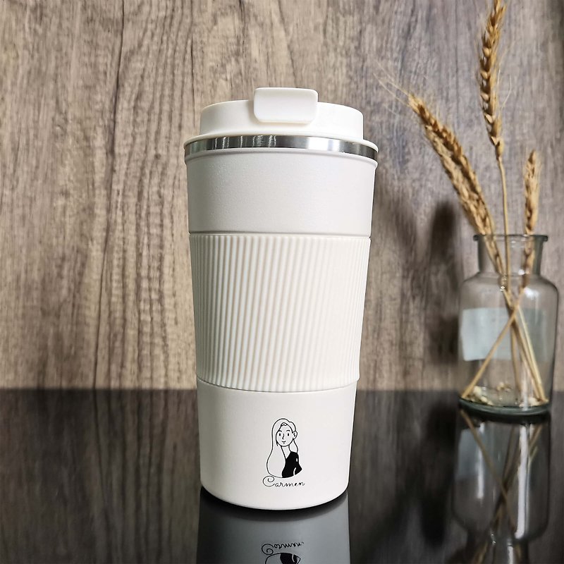 Customized thermos mug customized portrait portable coffee mug birthday gift accompanying mug gift for girlfriends - กระบอกน้ำร้อน - สแตนเลส 