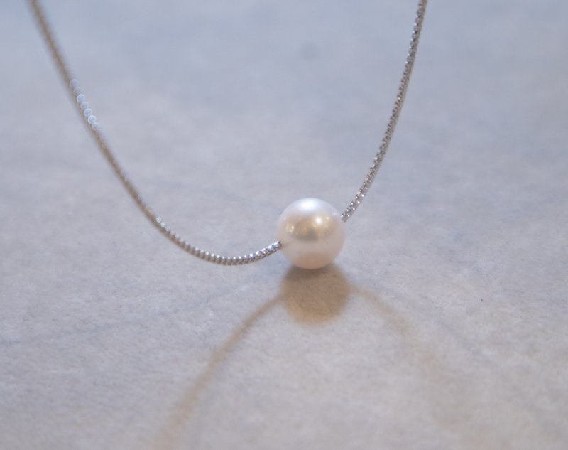 Single 7.5-8mm freshwater pearl-925 sterling silver necklace-chain length can be adjusted freely - สร้อยคอ - ไข่มุก สีเงิน