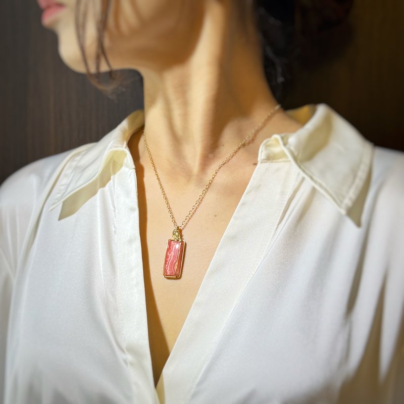 Inca Rose 14Kgf Wire Wrapping Necklace - สร้อยคอ - หิน สึชมพู