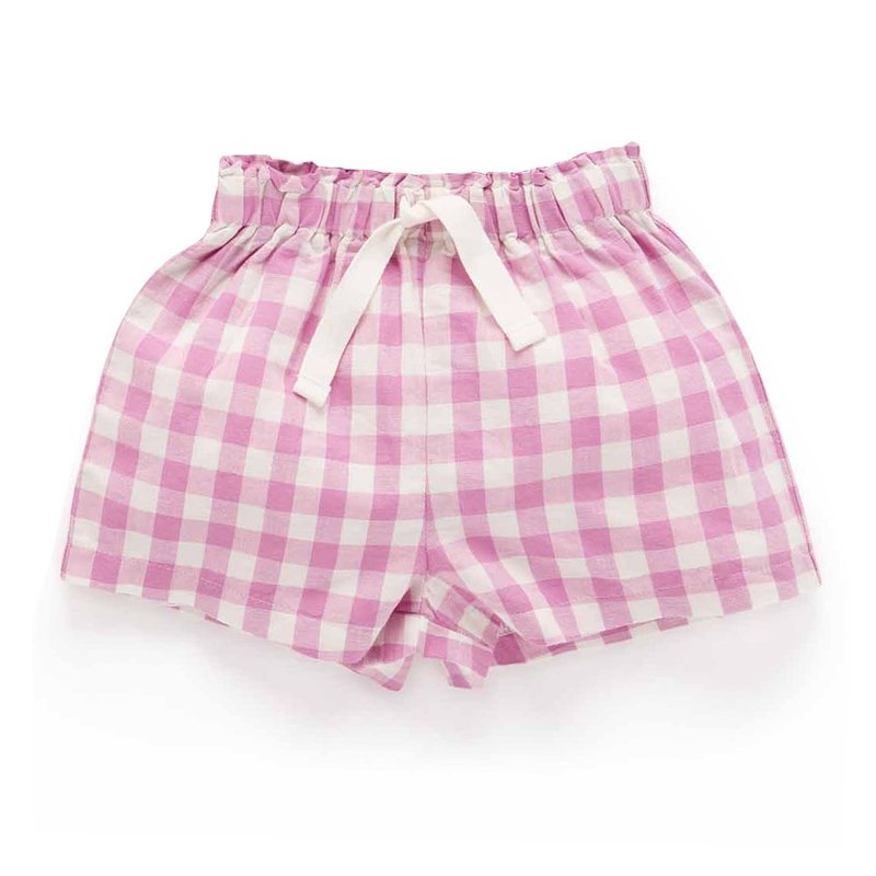 Australian Purebaby organic cotton girls' shorts 12M-3T purple plaid - กางเกง - ผ้าฝ้าย/ผ้าลินิน 