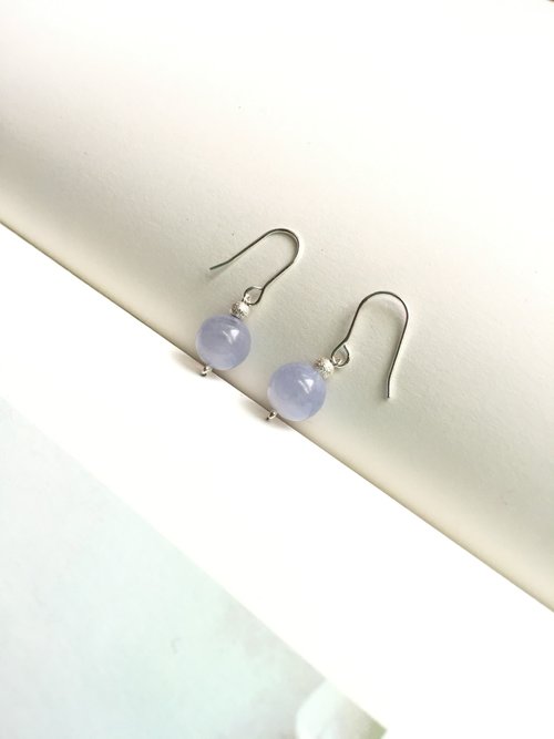 Ops手工飾品設計 Ops Blue Lace Agate Silver earring-藍紋瑪瑙/純銀/情人節/耳環