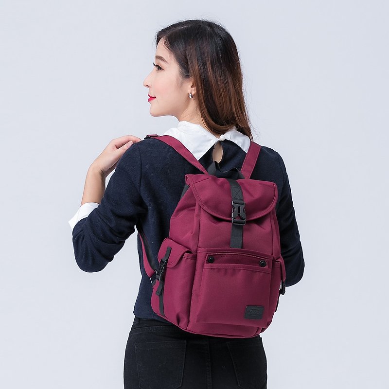 The Dude Brand Hong Kong after the body of water repellent leisure backpack small backpack ultralight Mini Mad - Plum - Backpacks - Other Materials Red